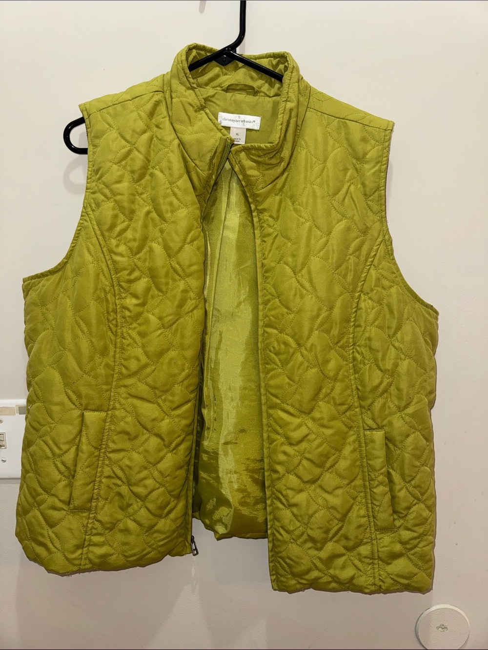 Christopher & Banks Quilted Lime Green Vest
